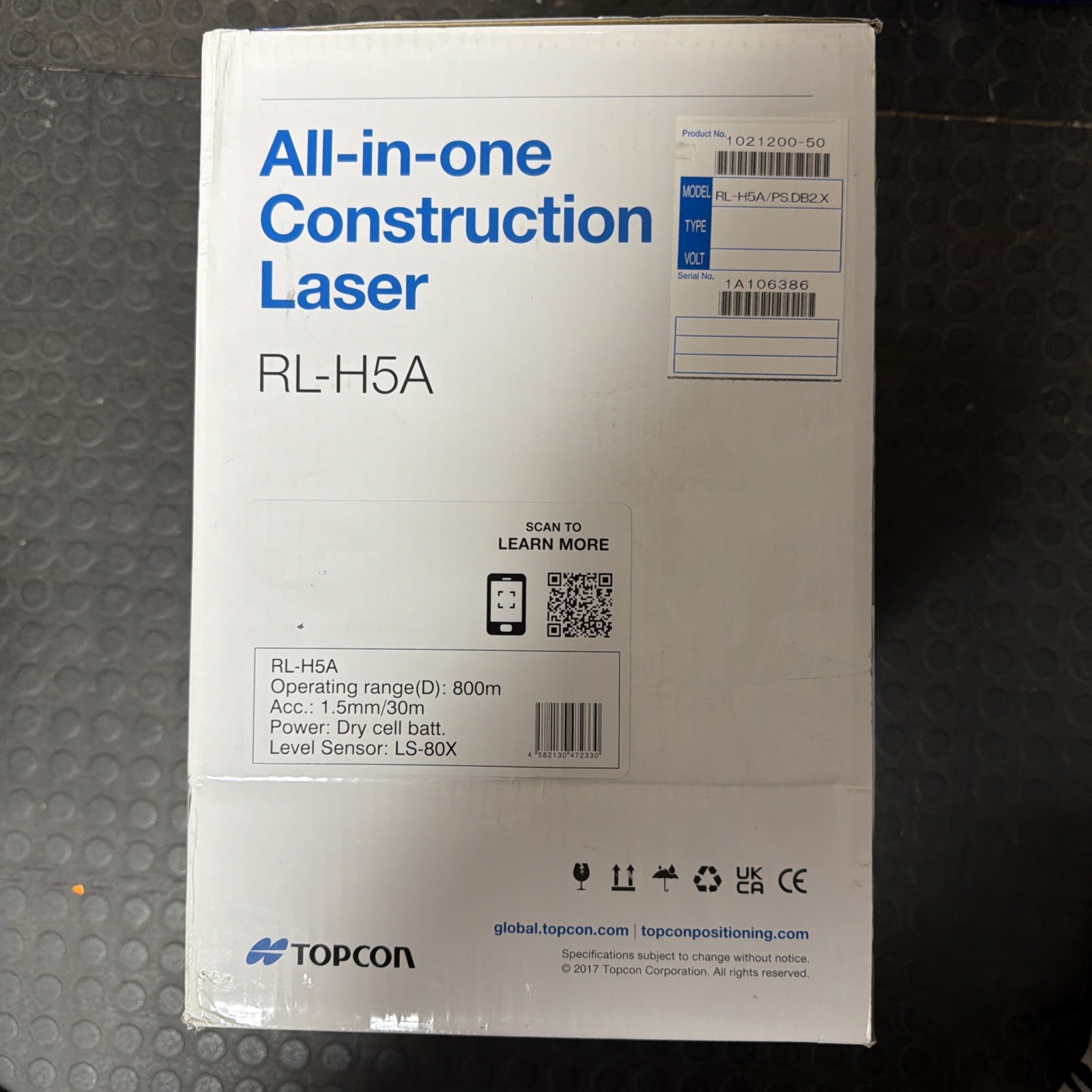 Topcon RL-H5A Horizontal Self-Leveling Rotary Laser Kit w/ LS-80X Receiver New