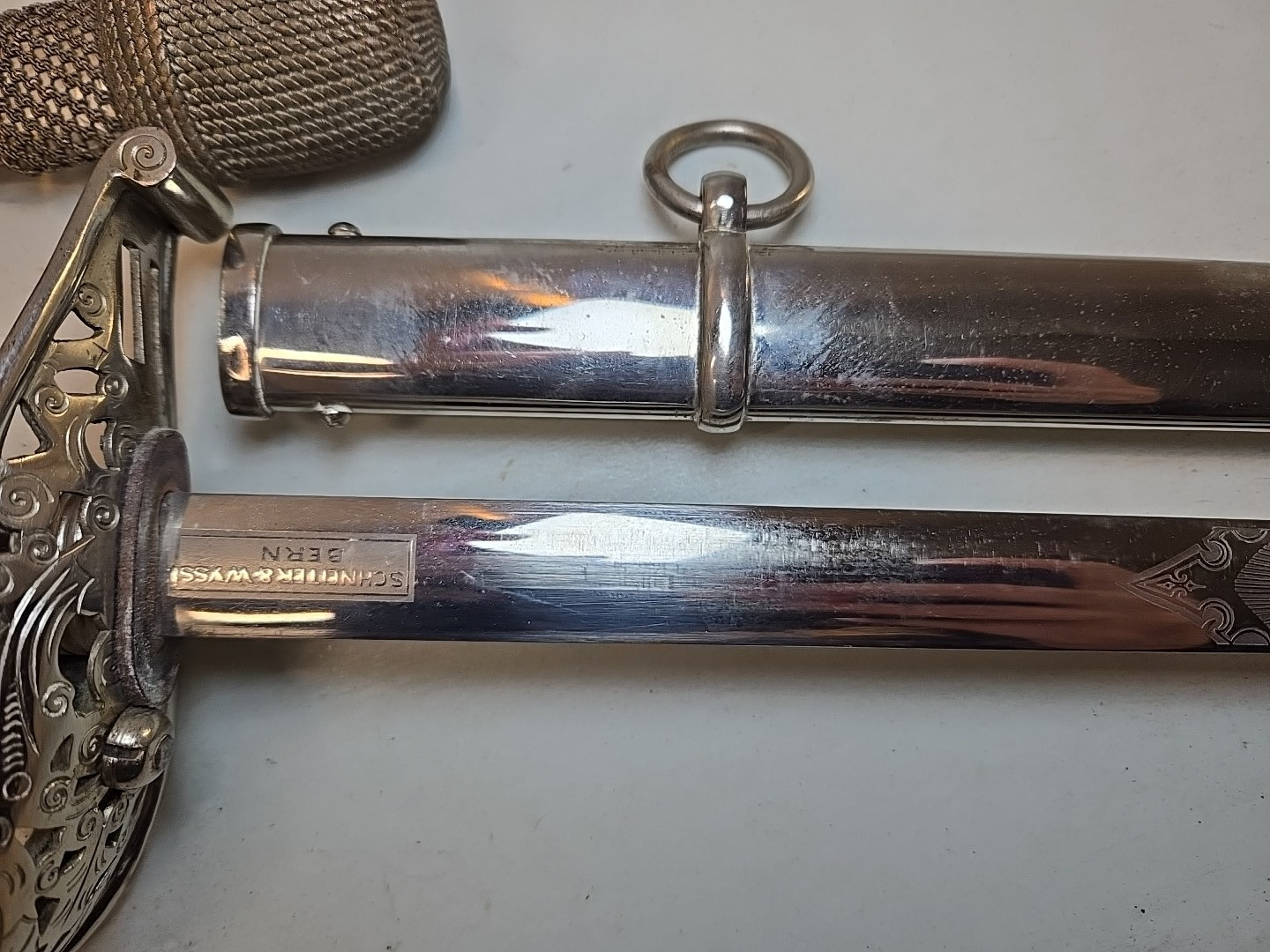 Schneiter & Wyss Bern WWI M1899 Swiss Officer Sword with Scabbard