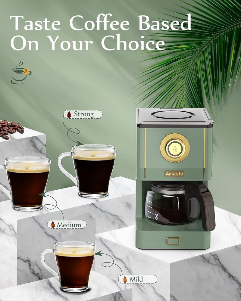 Amaste Drip Coffee Maker, Machine with 25 Oz Glass Matcha Green