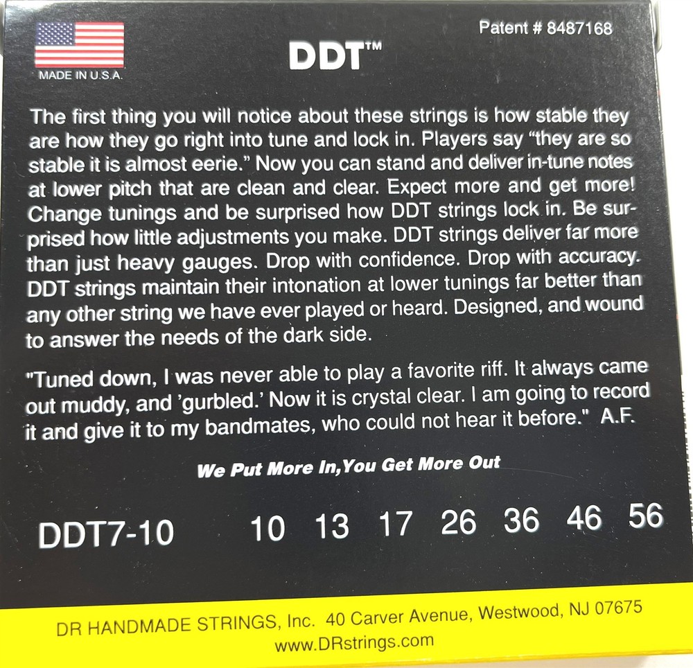 DR Guitar Strings Electric 2 Sets DDT 7-String Drop Down Tuning 10-56