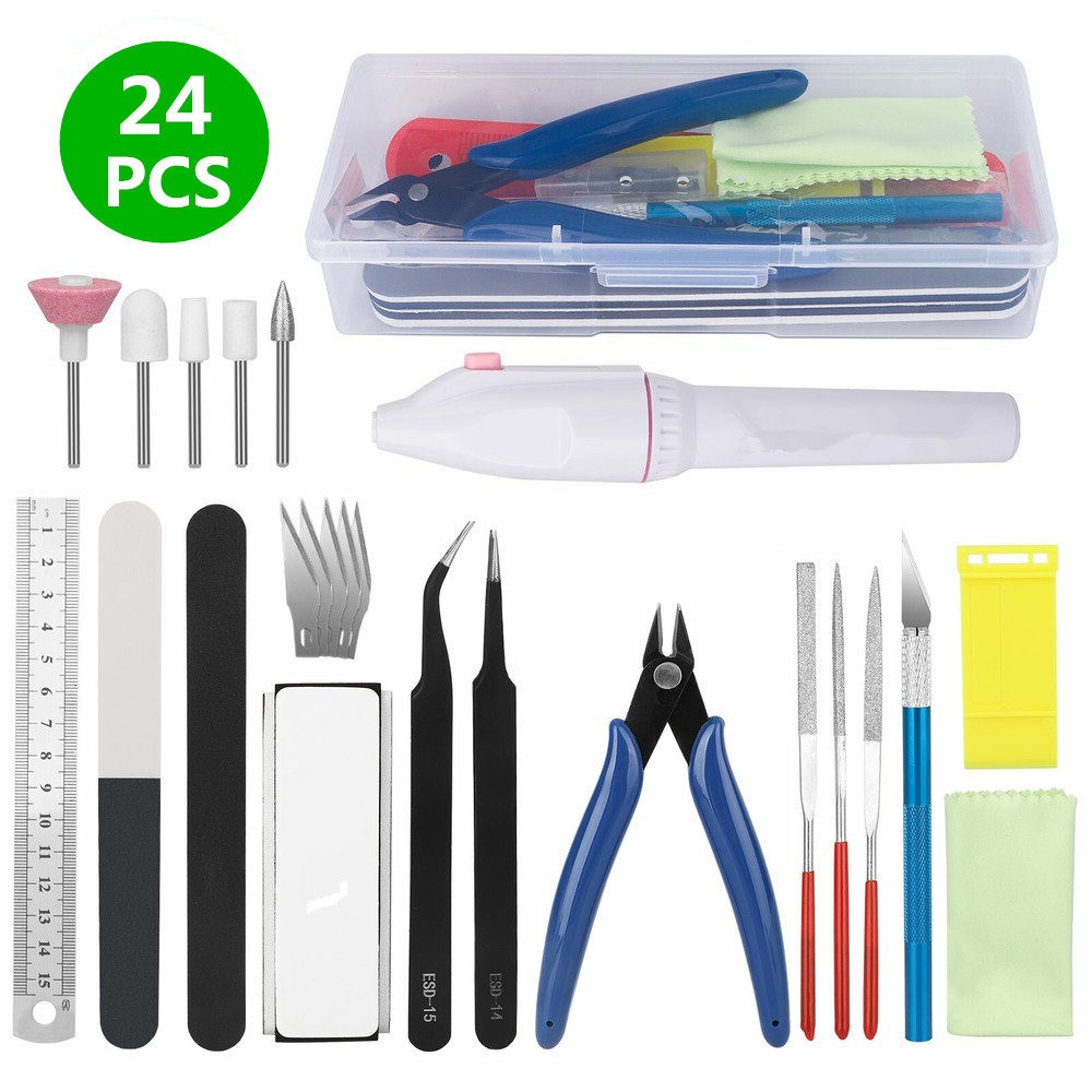 Basic Modeler Tool Set 24pcs,Craft Car Model Assembling Building Kit for Gundam