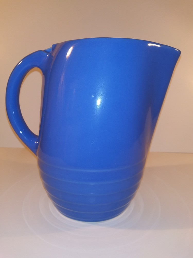 Bright Blue Art Pottery Stoneware Pitcher