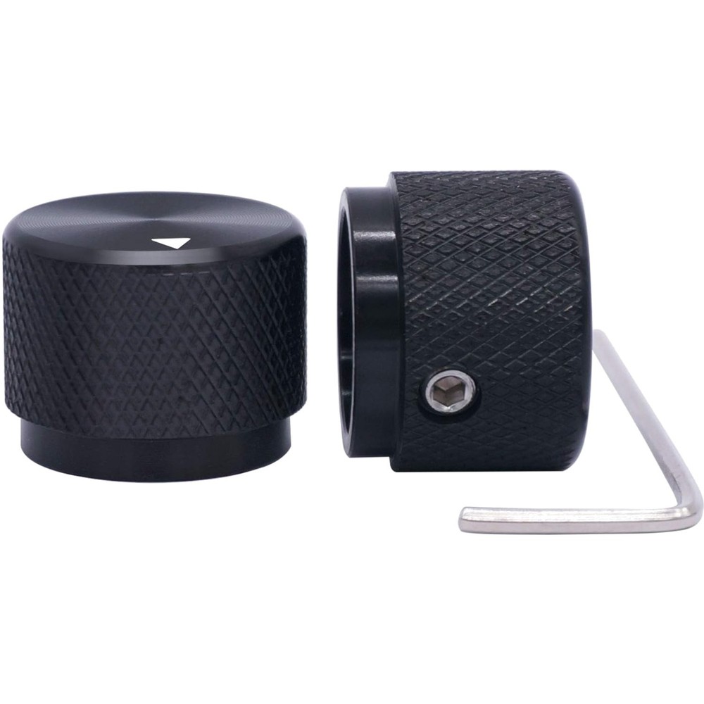 Durable 2pcs Rotary Potentiometer Knobs - Black Anodized Aluminum, 20x15.5mm