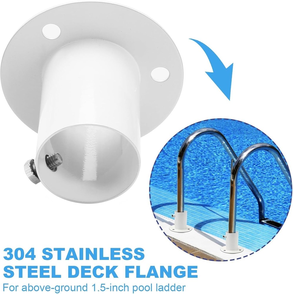 2 Pack Pool Ladder Brackets Deck Flanges, for Above Ground Pool Ladder 1.5" A...
