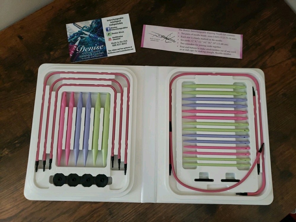 Denise Interchangeable Knitting Needles Complete Kit Pink case