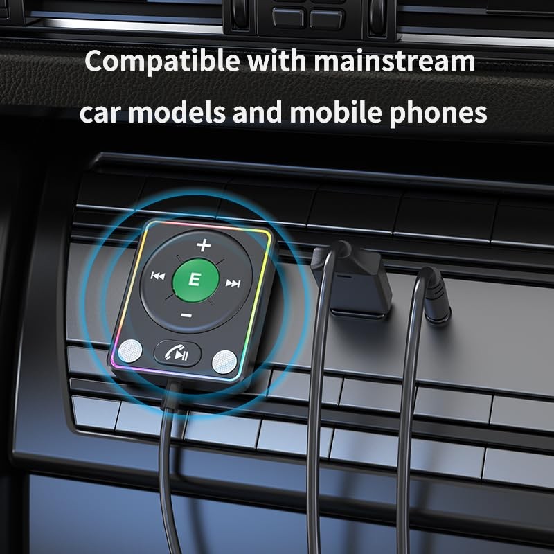 Bluetooth 5.4 AUX Car Adapter,[Dual Connection & Mic Noise Green