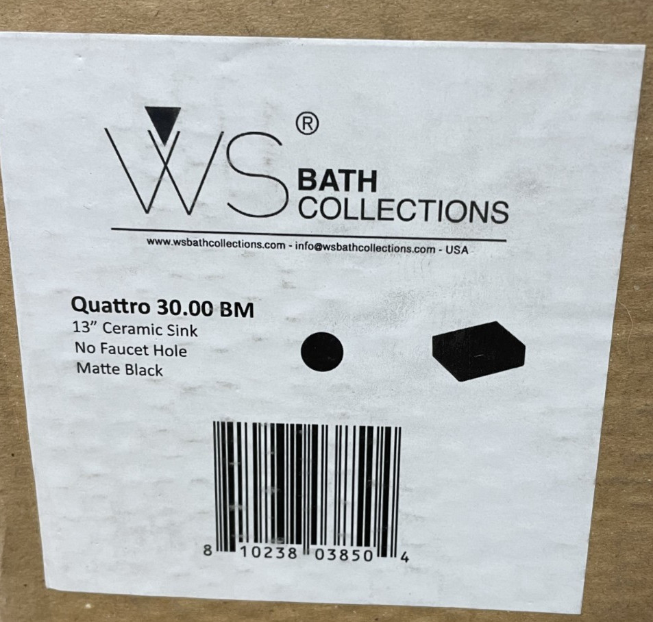 WS Bath Collections Quattro 30.00 BM, 13" Rectangular Ceramic - *READ*