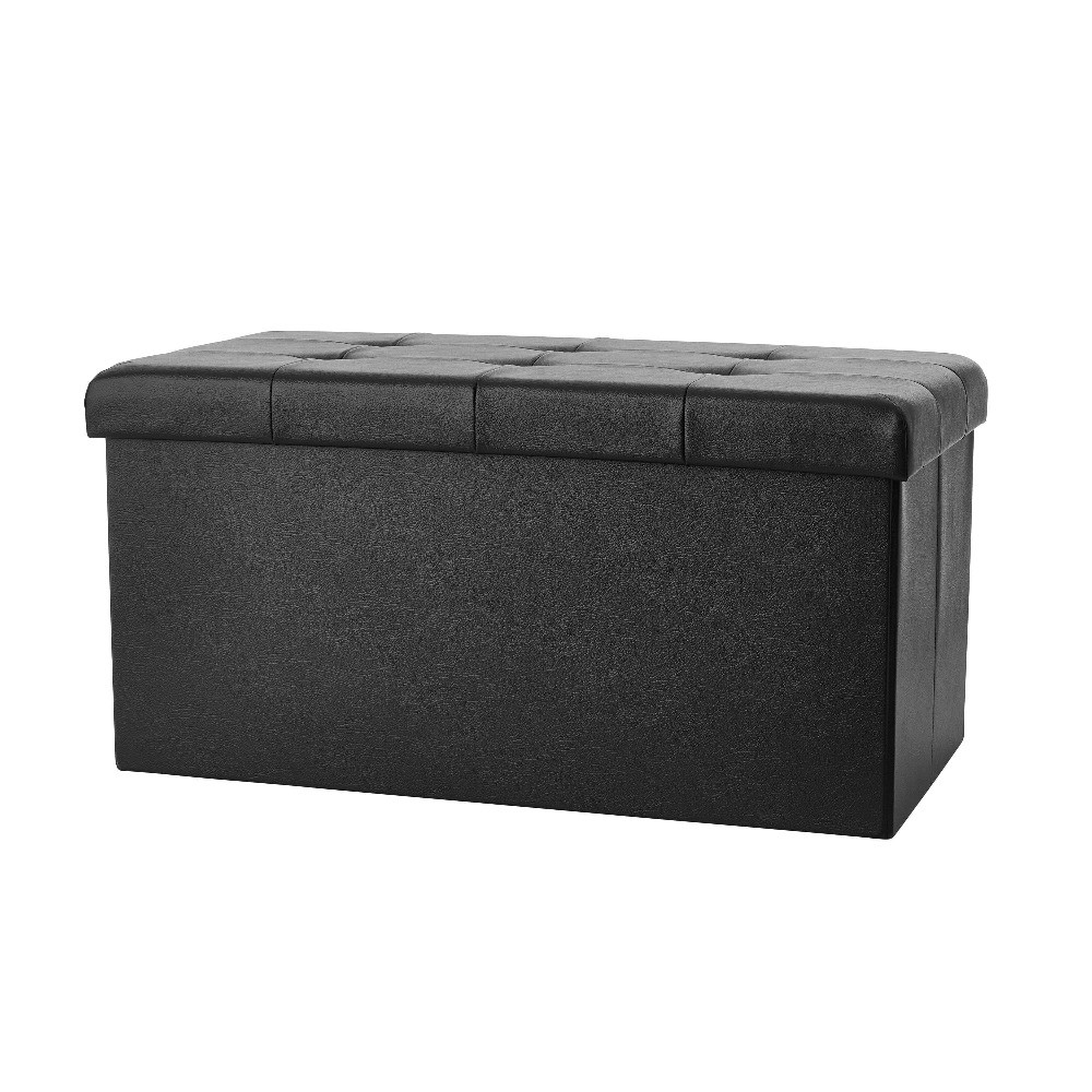 30" Collapsible Storage Ottoman, Black