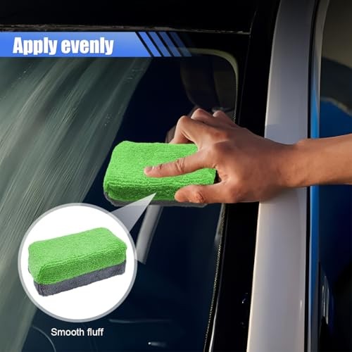 12PCS Ceramic Coating Applicator Sponge, Microfiber Rectangular Auto Green