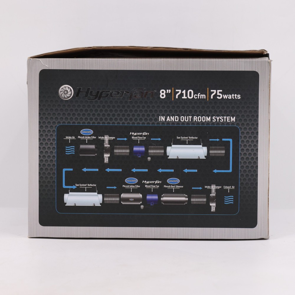 HyperFan 8" MixFlow Inline Duct Fan 75W Grow Ventilation with Controller