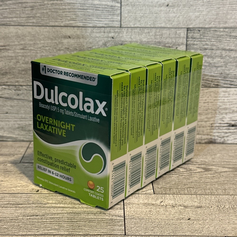 6 Pack (25 each) Dulcolax Laxative Overnight Constipation Relief EXP 03/28