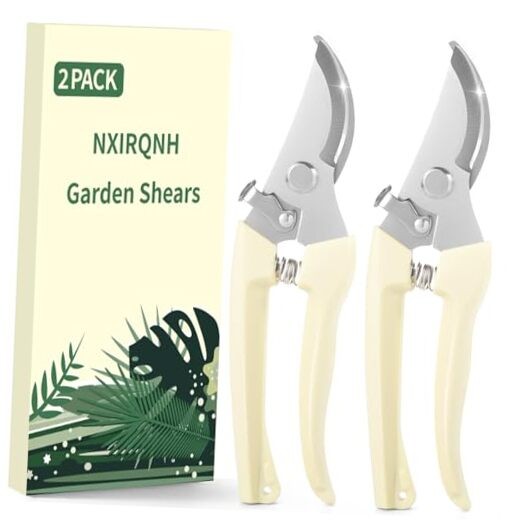 2 Pack Gardening Pruning Shears, Sharp Bypass Blade Garden Shears, Stainless
