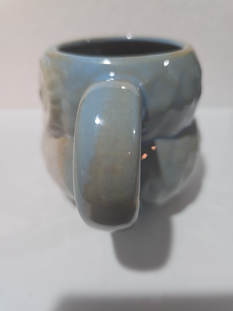 Coffee Tea Cup Mug OWL shape Earthenware 16oz Blue Ceramic