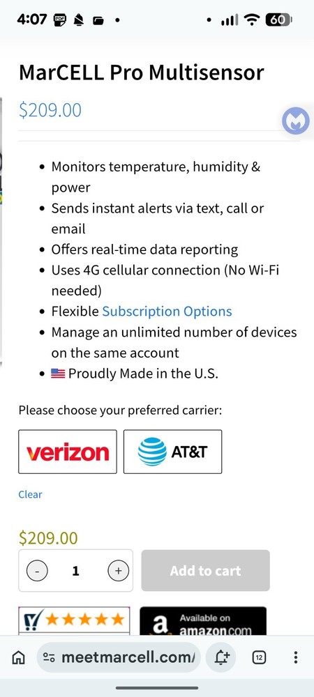 Marcell Pro Multisensor 4 G Cellular Connected Humidity, Temperature & Power...