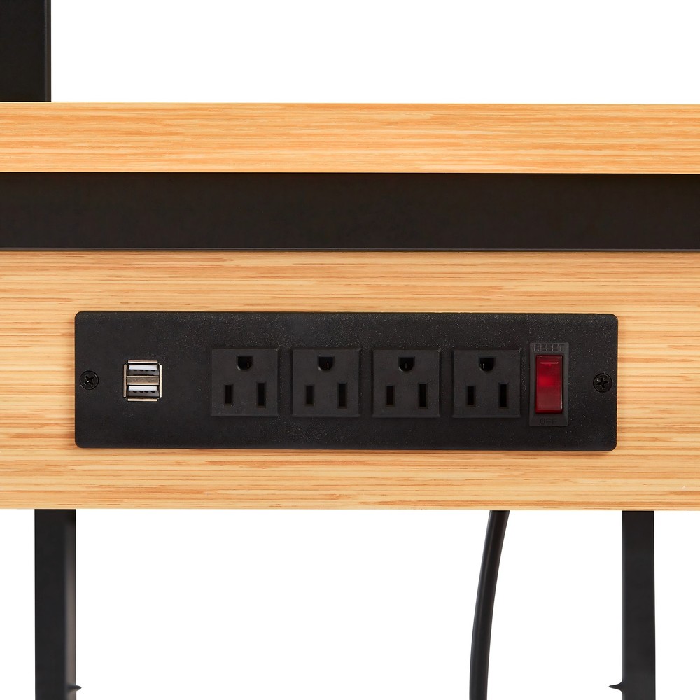 48" Adjustable Rolling Workbench w/ Pegboard Shelf AC/USB Outlet for Workshop