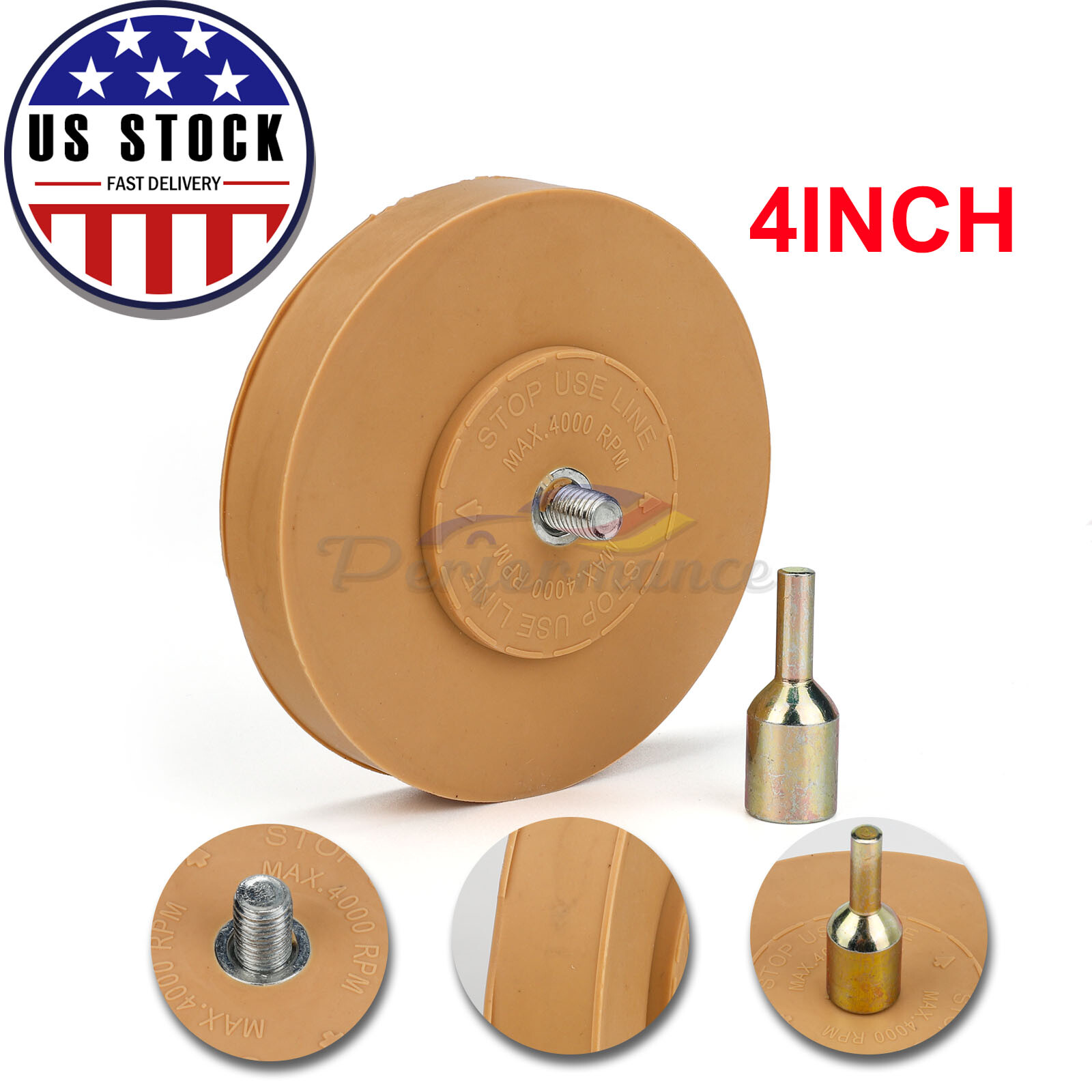 4inch Decal Removal Eraser Wheel w/ Power Drill Arbor Adapter Rubber Pinstripe