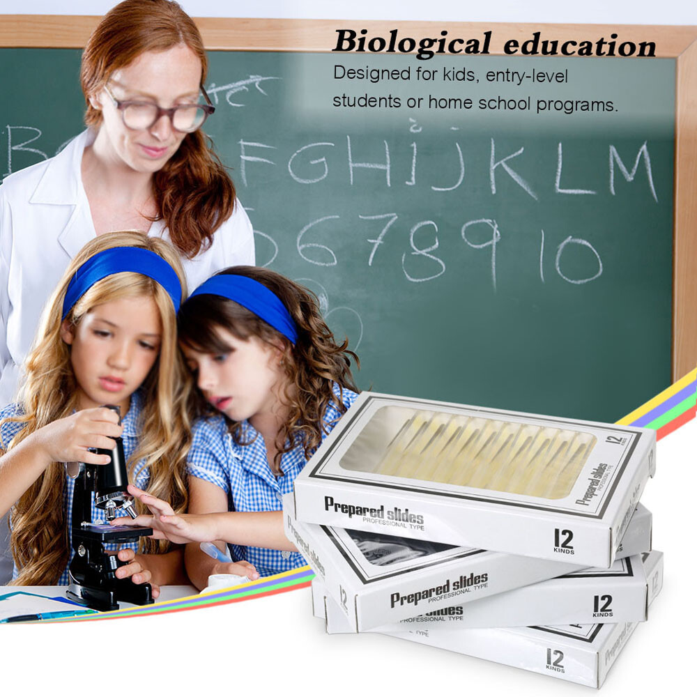 48pcs/set Prepared Microscope Slides Animals Insects Plants Sample Y4D1