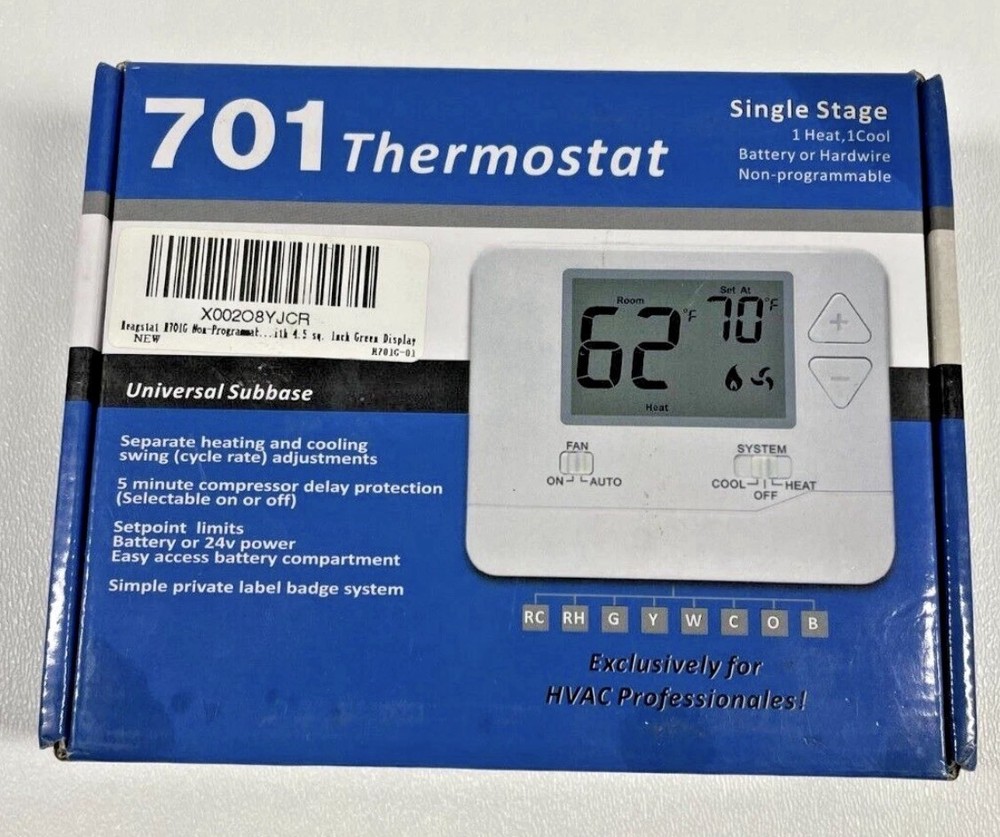 701 Digital Thermostat with Large LCD Display Non-Programmable Single Stage New