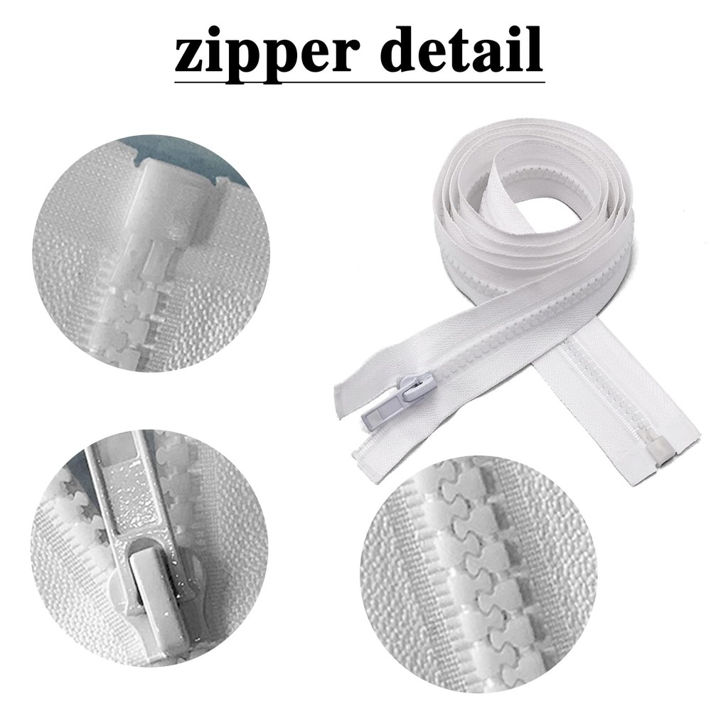 #5 43 Inch Separating Jacket Zippers 2 PCS White Molded Plastic Bulk DIY