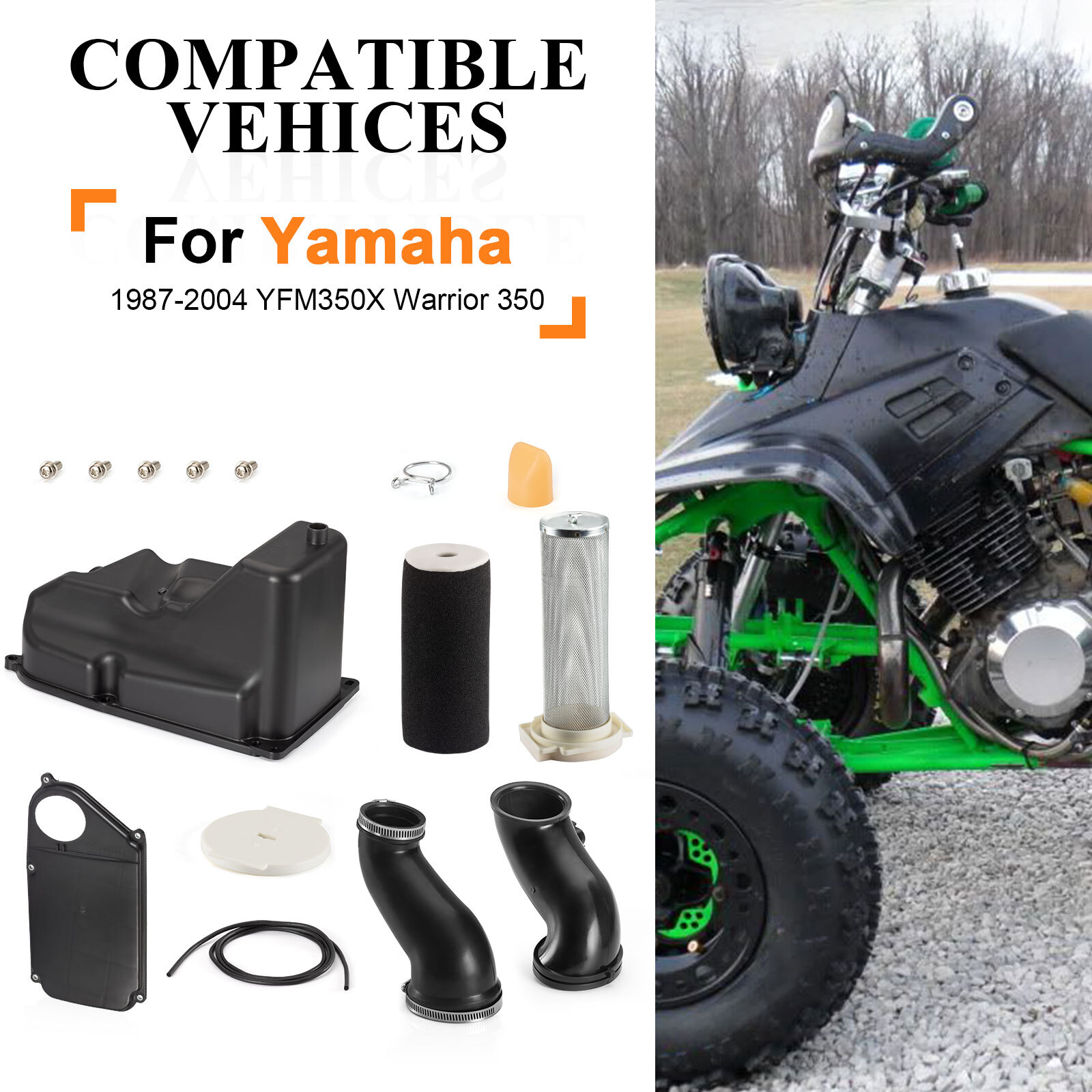 Air Filter Complete kit Guide & Air Filter Box for Yamaha Warrior 350 YFM350X