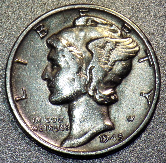 1945 Mercury 090 Silver Dime No Mint Mark
