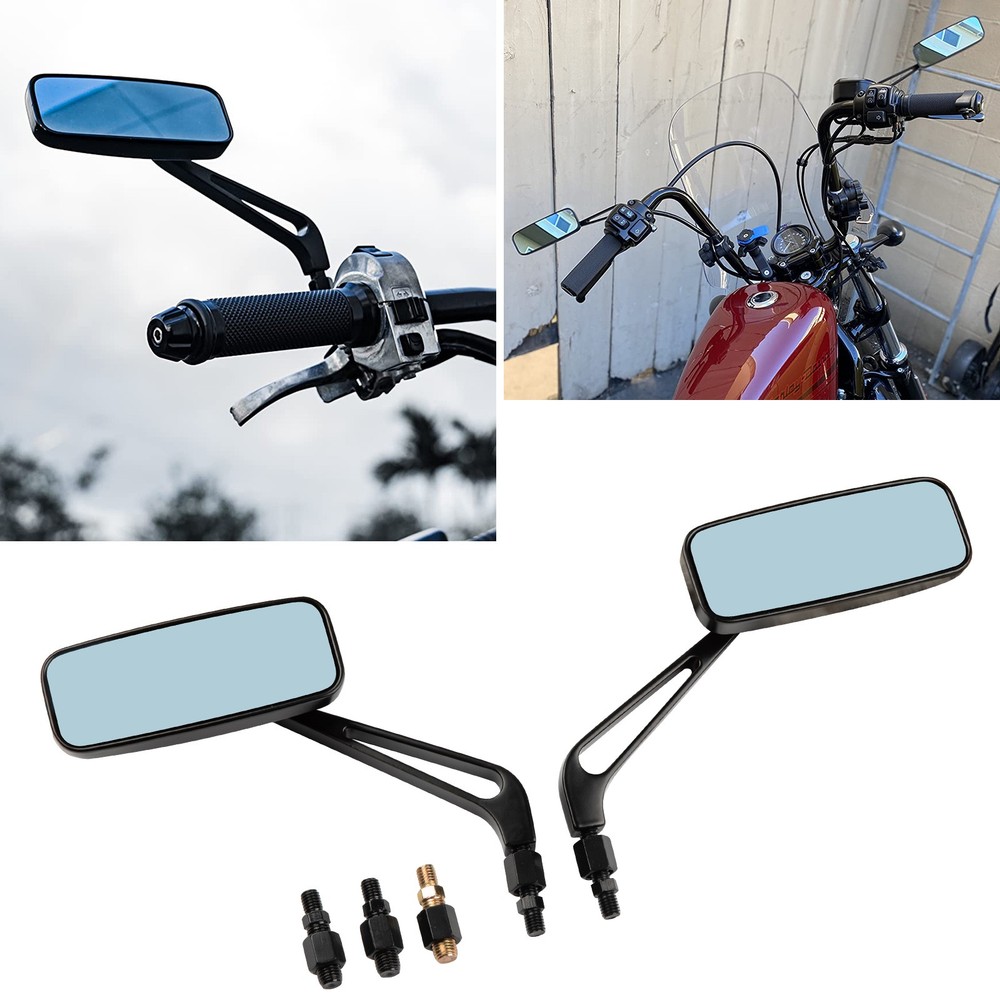 Black US Rectangular Motorcycle Rear View Side Mirrors For Harley Davidson V-Rod