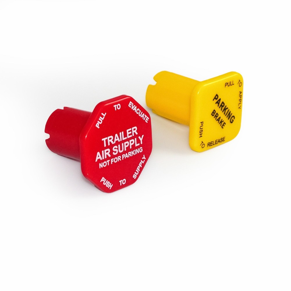 Yellow Red Parking Air Brake Knobs Set Threaded Type For Semi Tractor Trailer