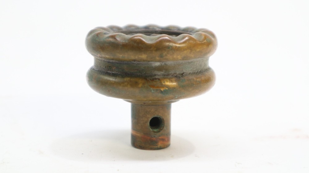 Two "Eulalia" pattern Reading Hardware Company (RHCo) door knobs, antique brass