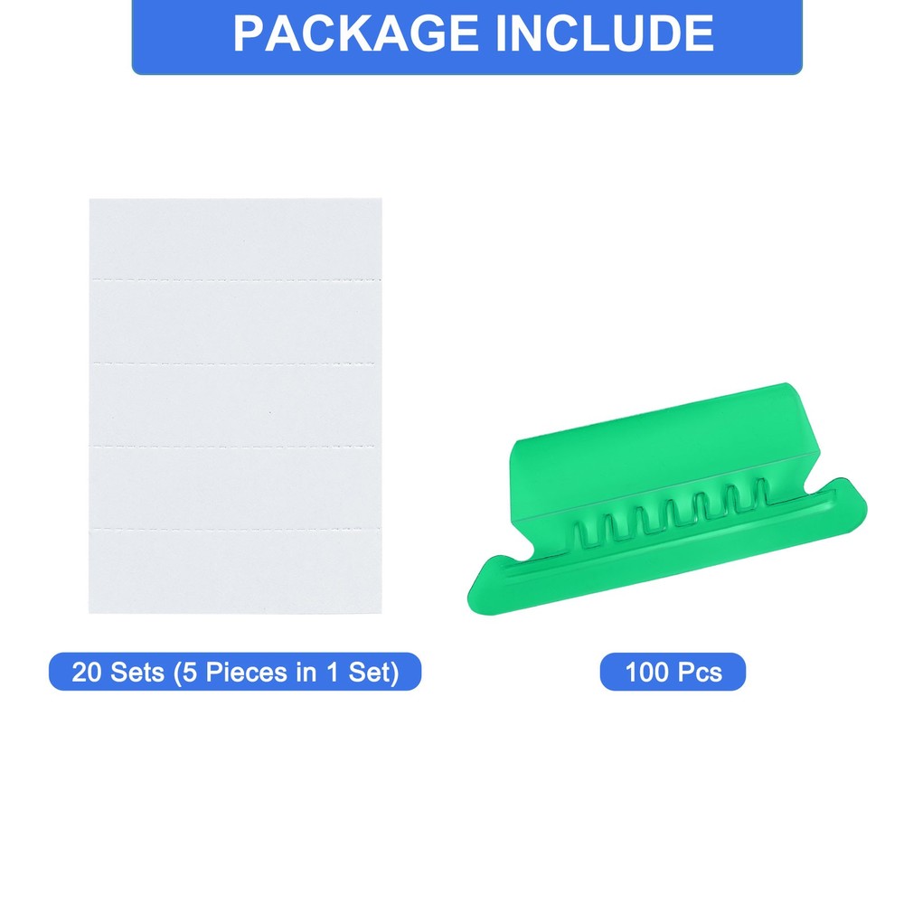 Hanging File Folder Tabs, 2 Inch File Folder Tabs and Inserts, Green, 100 Pcs