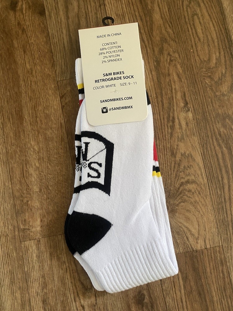 S&M BMX RETROGRADE WHITE BLACK SHIELD SOCKS