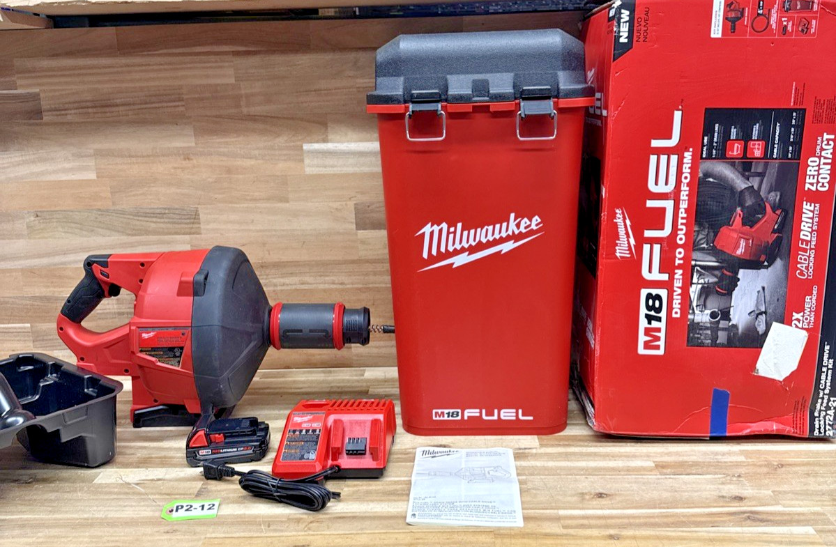 Milwaukee 2772A-21 M18 FUEL 18V 5/16-Inch x 35-Foot Cordless Drain Snake P2-12