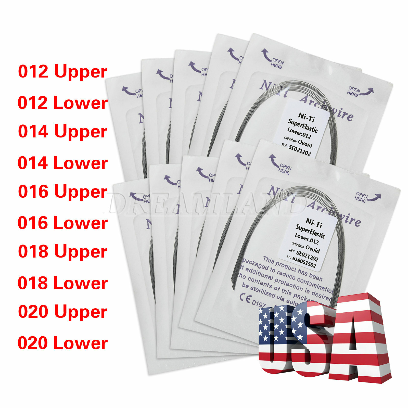 100 PCS dental orthodontic super elastic niti round arch wires Ovoid form 10 bag