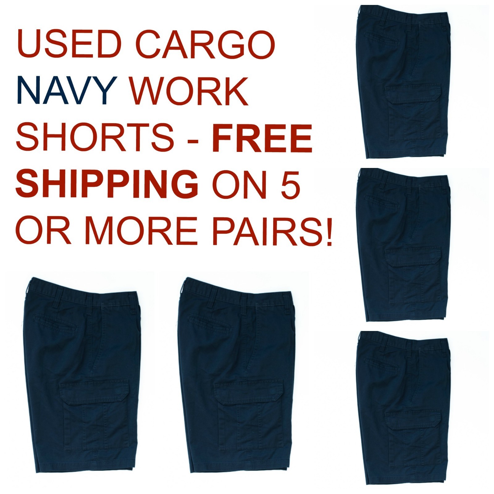 Used Cargo Work Shorts NAVY Cintas, Redkap, Unifirst, G&K, Dickies and others