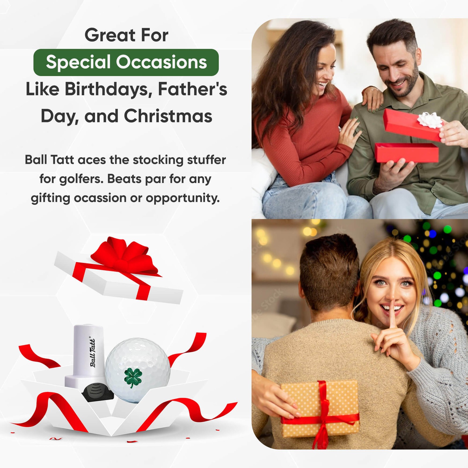 Ball Tatt - S Initial Golf Ball Stamp, Self-Inking w/ Monogram Ball Marker -Blue