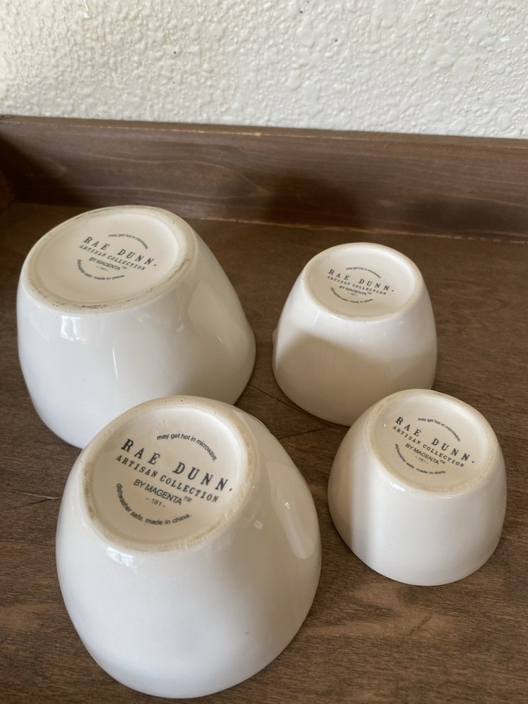 RAE DUNN 4 PIECE NESTING MEASURING CUPS FARMHOUSE STYLE CERAMIC