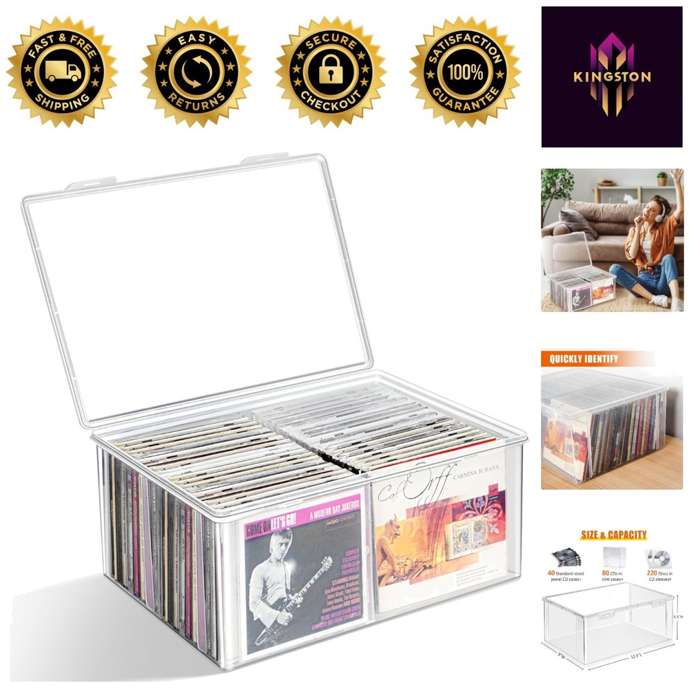 Multi-Purpose Clear CD Storage Box – Holds 220 Discs, Stylish Japanese Design