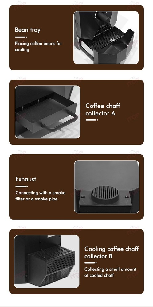 Electric ITOP Coffee Bean Roaster Drum Roaster 3 Operating Modes Espresso Tool