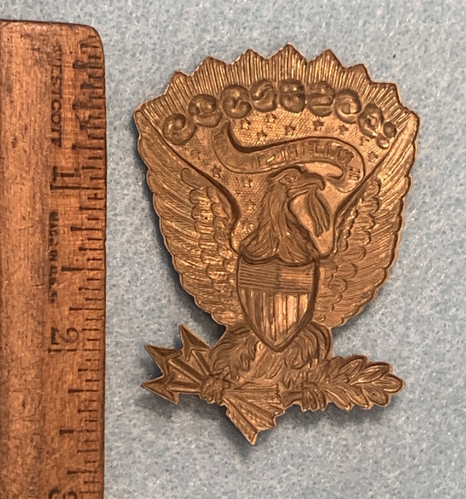 Antique Unfinished CIVIL WAR Hardee Hat JEFF DAVIS EAGLE INSIGNIA Traces of Gilt