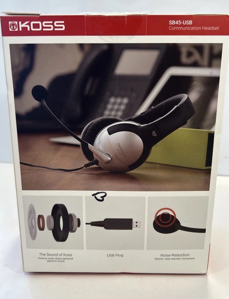 Koss Communication Headset Boom Microphone & USB Plug SB45-USB