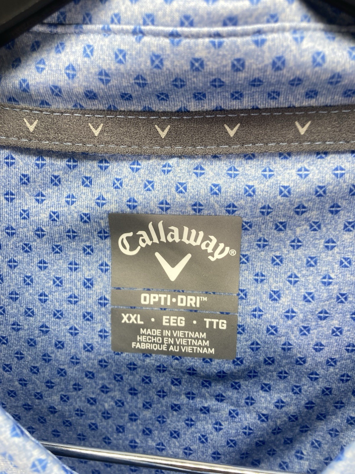 Callaway Performance Polo Golf Shirt Men Sz 2XL Blue Geometric Short Sleeve NWOT