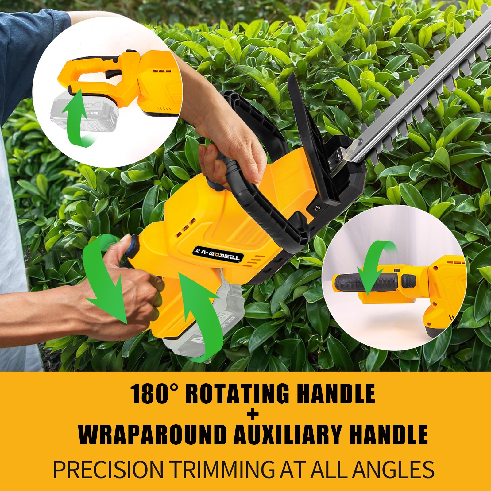 20" Handheld Electric Cordless Hedge Trimmer Bush Trimmer For Dewalt 20V Battery