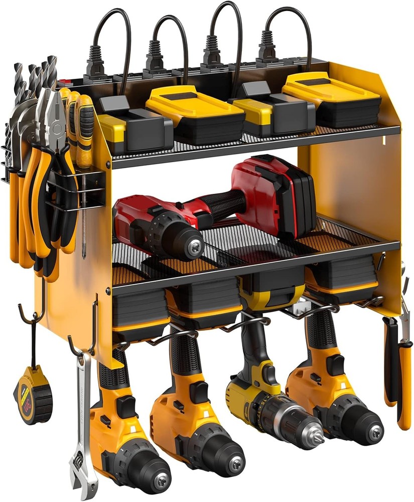 Modular Power Tool Organizer Wall Mount W/ Charging Station. Garage Drill