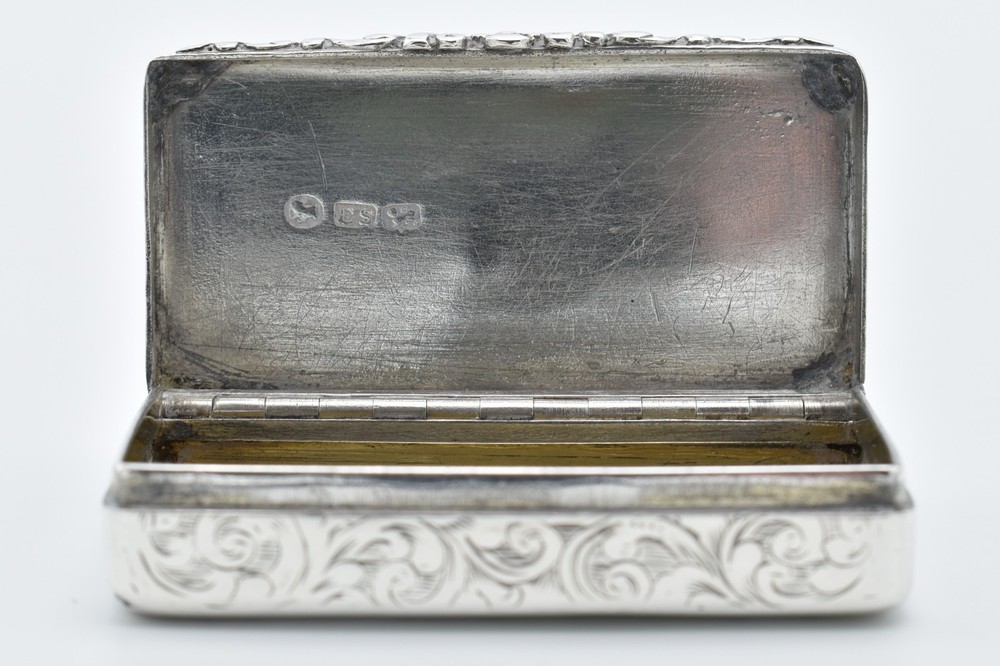 Antique Victorian Solid Silver Snuff Box 1845 Edward Smith