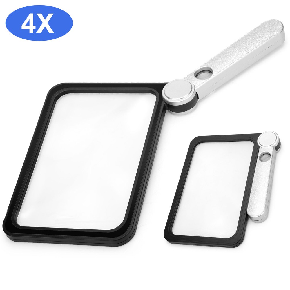 4X Full Page Folding Handheld Rectangular Reading Magnifier for Low Vision
