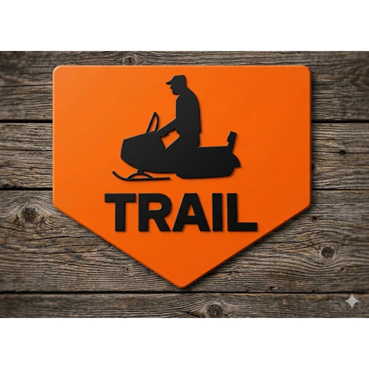 Snowmobile Trail Sign Route Marker Road Crossing Winter Outdoors Snow Machine