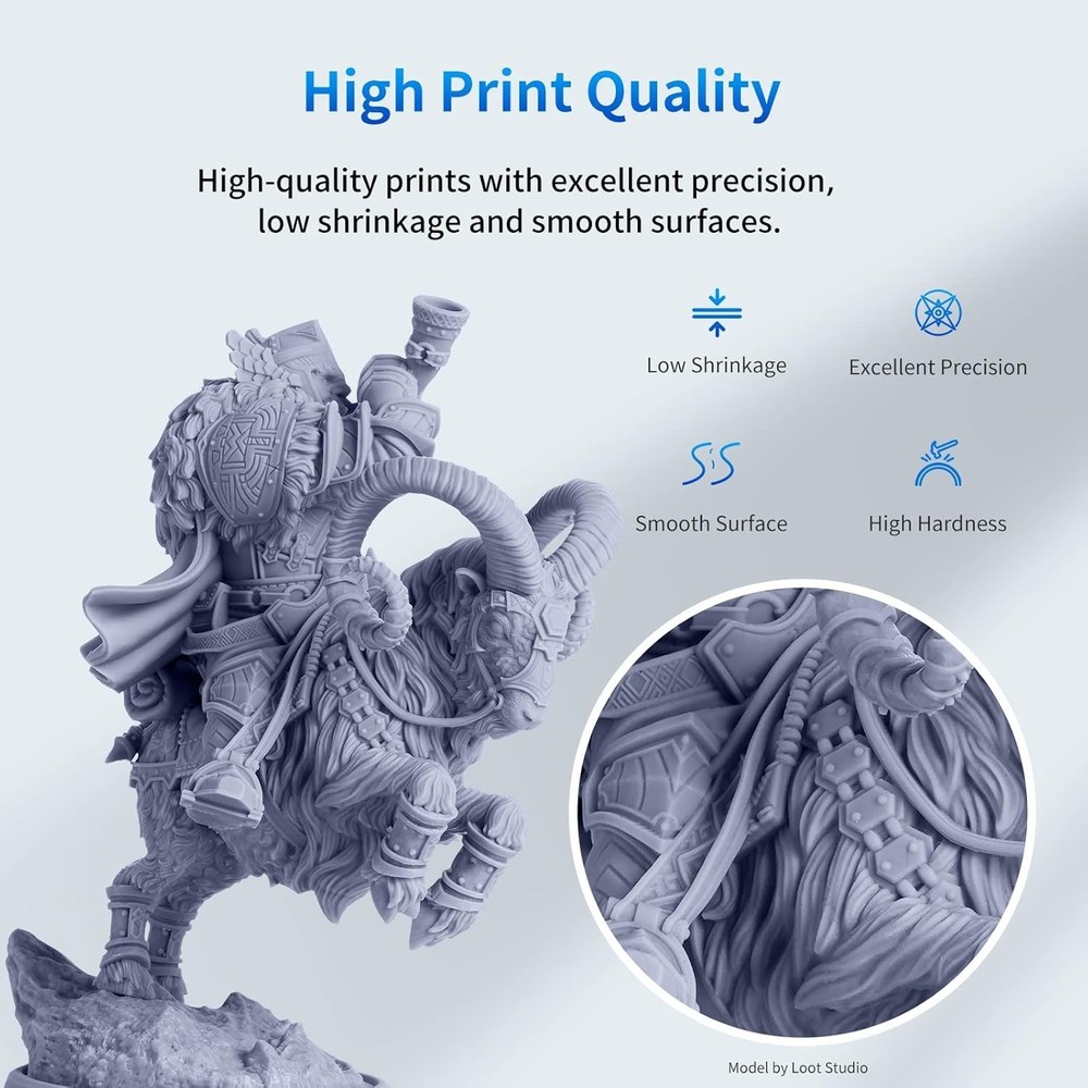 High Precision 3D Printer Resin - Quick Curing Grey, 500g for LCD Printing