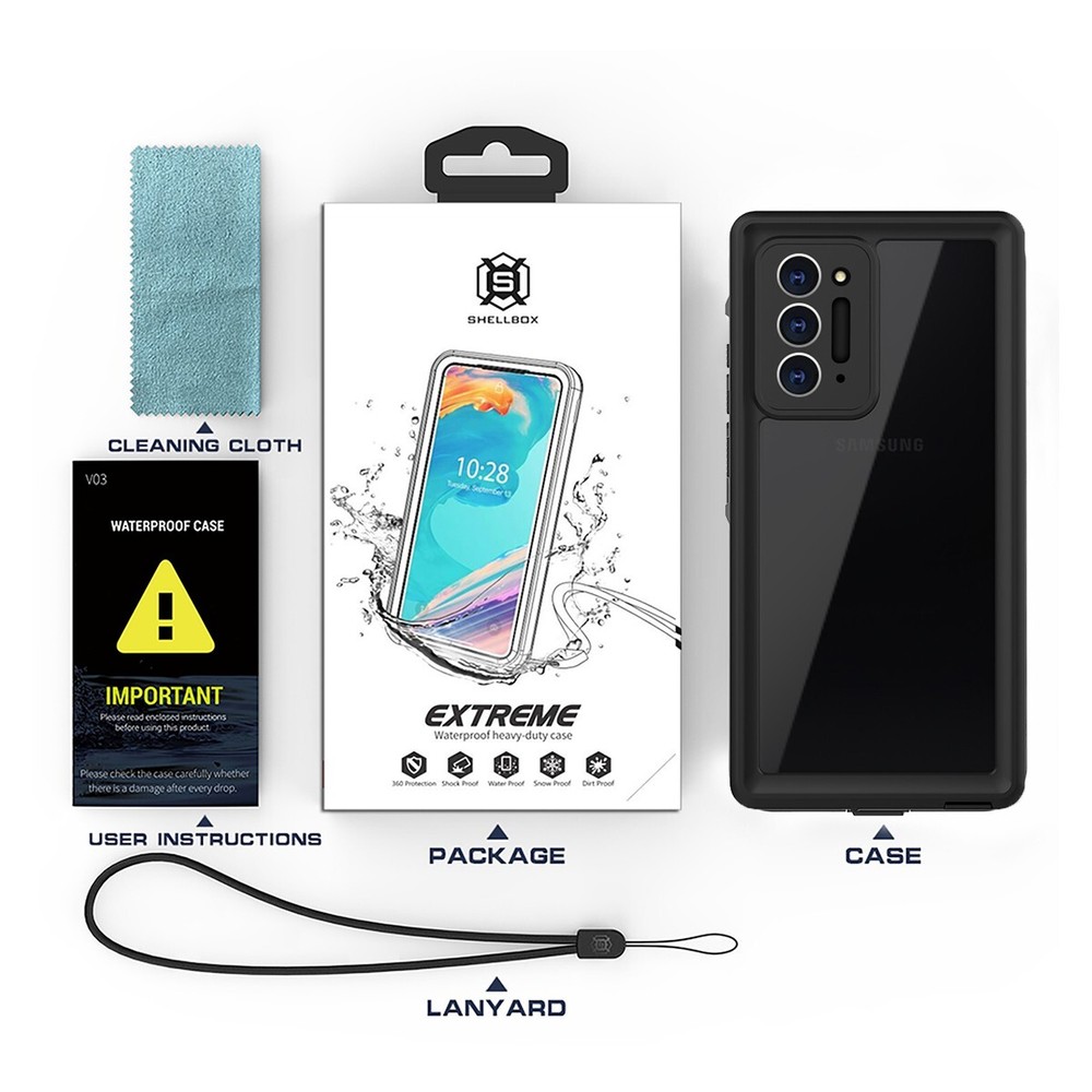 For Samsung Galaxy Note20 Case Waterproof Shockproof Cover with Screen Protector
