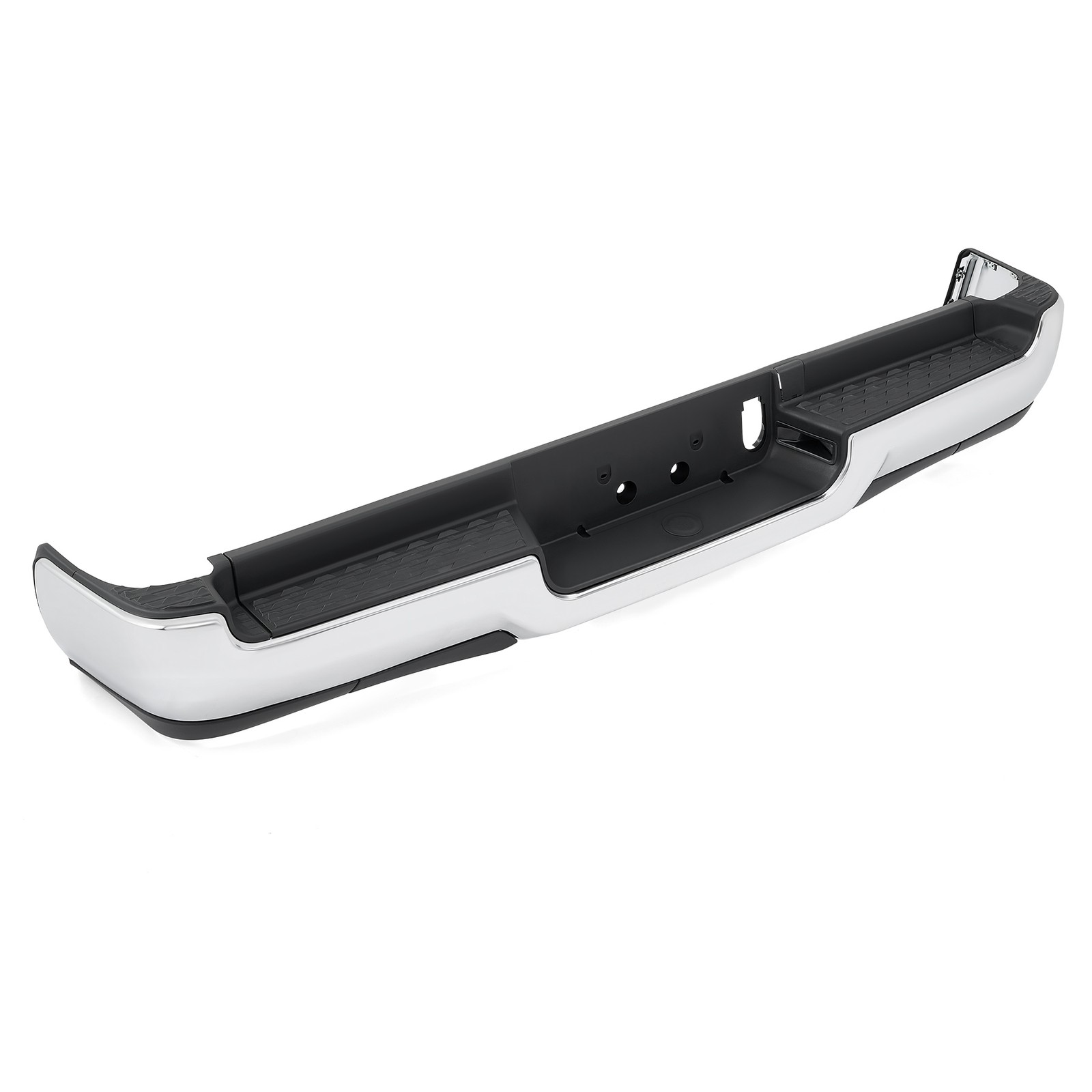 Chrome/Black Steel Rear Bumper For RAM 1500 2019 2020-2023 Single/Dual Exhaust