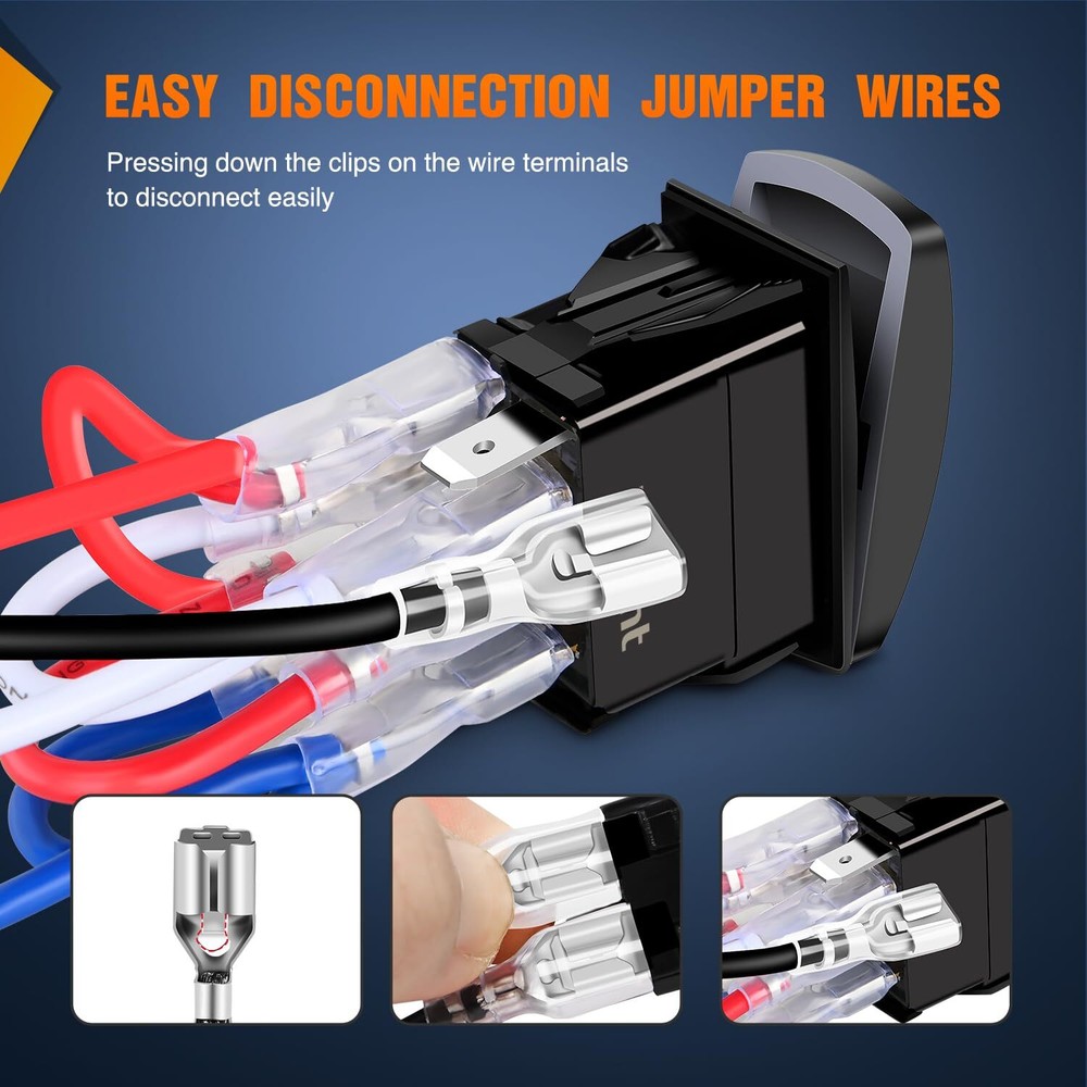 Nilight UTV Headlight Rocker Switch On Off 8 PIN Toggle Switches