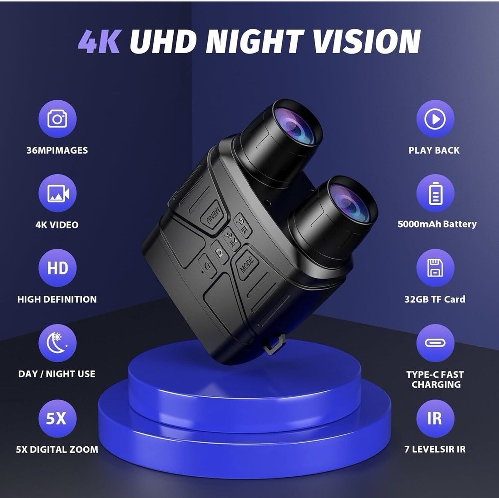 4k Night Vision Goggles 3” Large Screen 36MP , 5000mah Lithium Battery